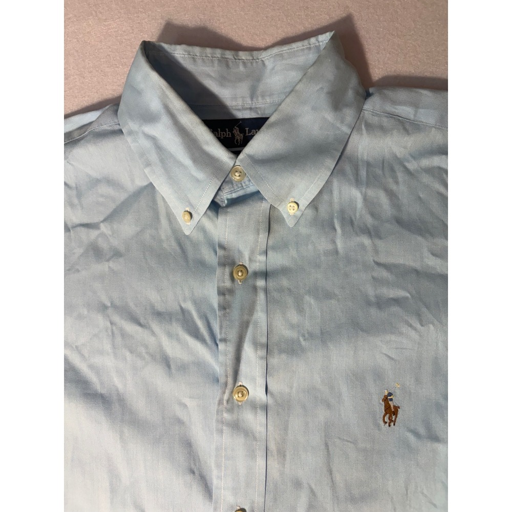 Ralph Lauren Yarmouth Mens 16-35 Light Blue Pinpoint Oxford Button Down Shirt